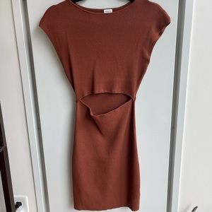 Aritzia cut out waist knit mini dress